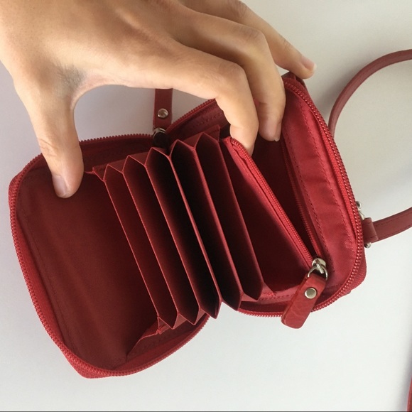 Danier Genuine Leather Red Mobile/Wallet Crossbody - Picture 11 of 15